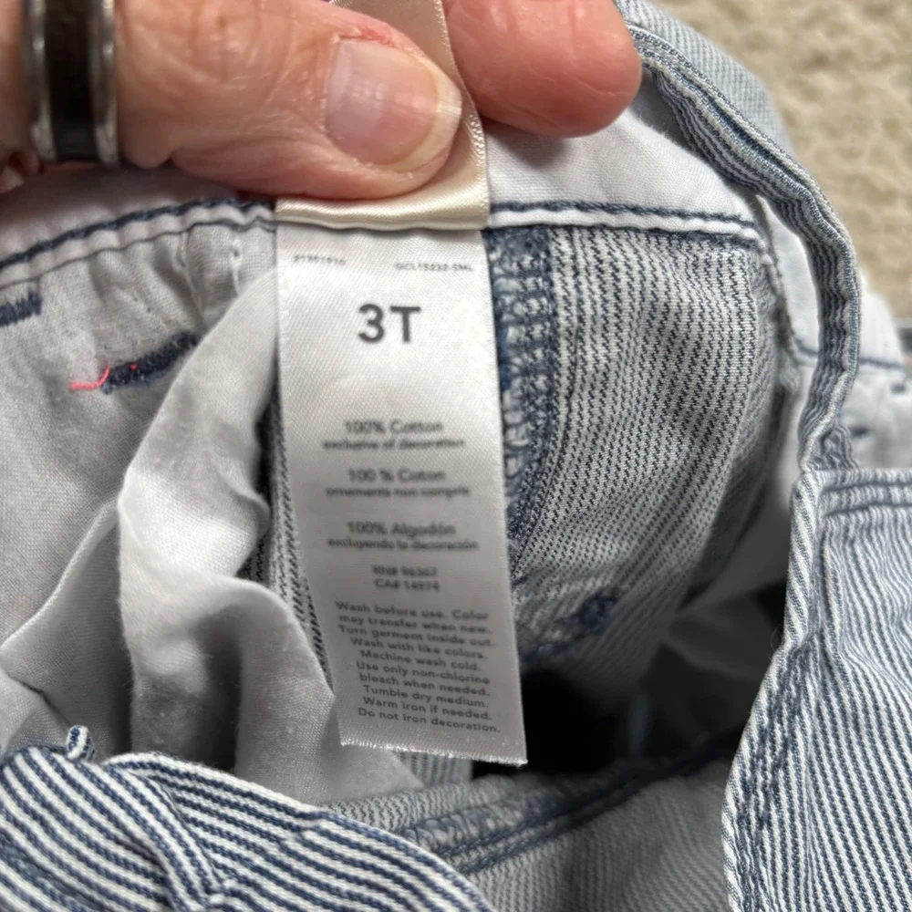 OshKosh B'gosh Overalls Toddler 3T Blue Hickory Stripe Excellent Vestbak‎ Denim